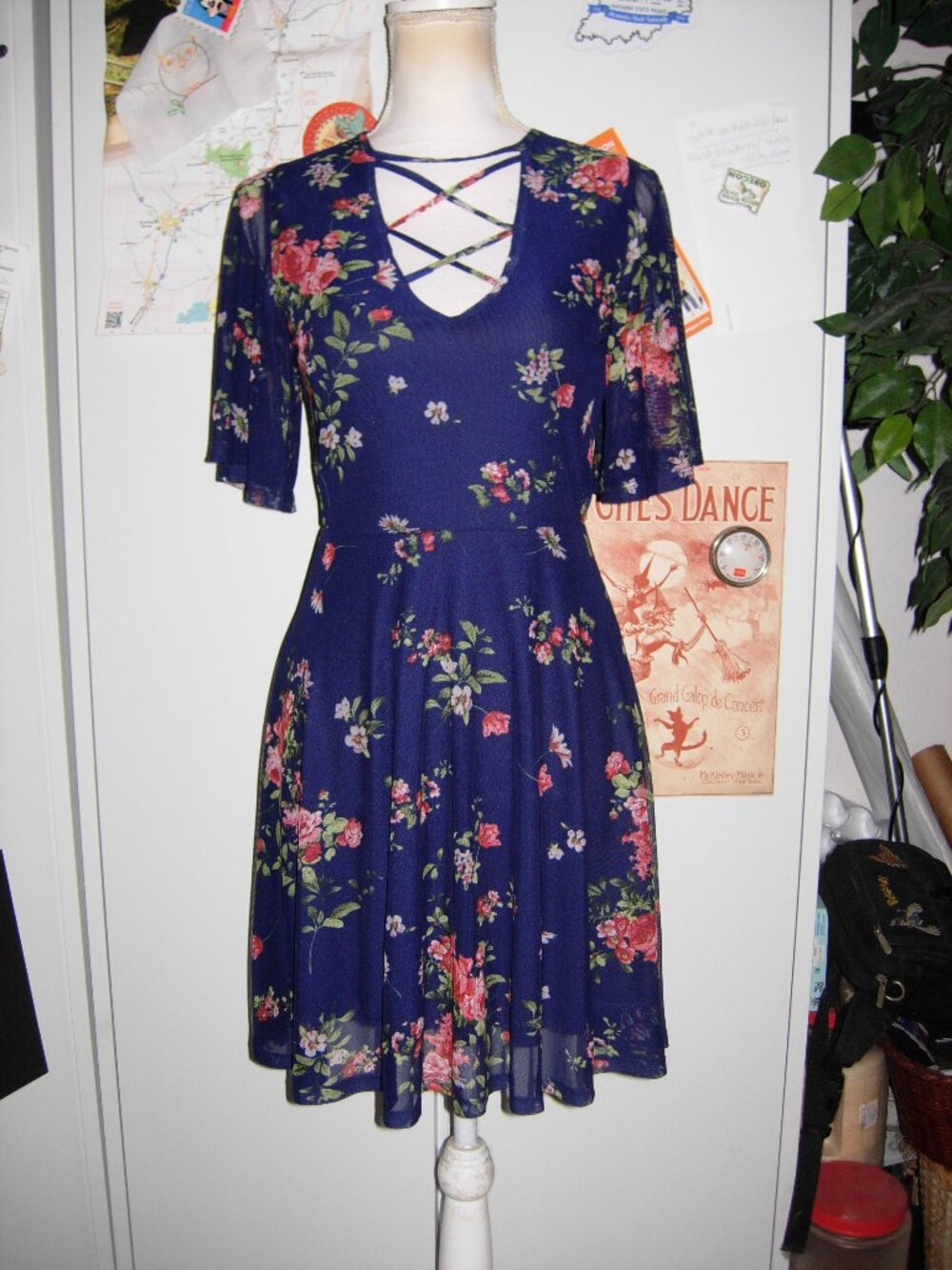 Bongo Y2K Floral Mesh Dress L